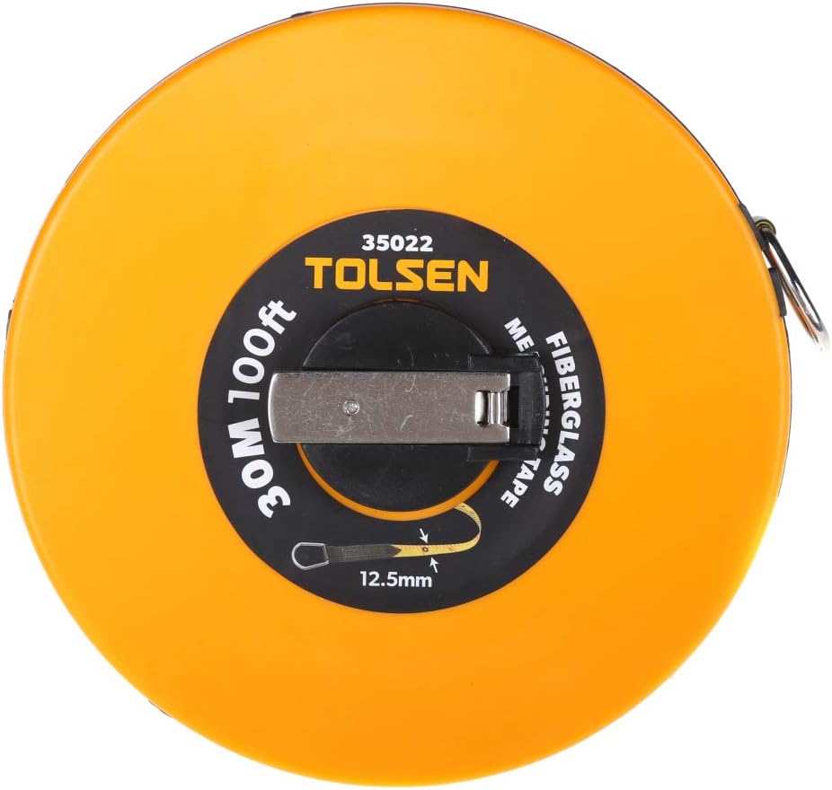 Tolsen - Fibreglass Measuring Tape,35022, 30M/100Ft X 12.5Mm