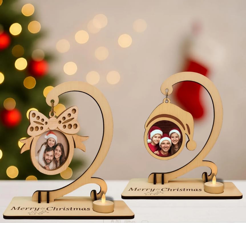 Customized Personalised Christmas Photo Frame Combo Set of 2, Tabletop Frame for Christmas Vibes, Christmas Gift- Design 2-004