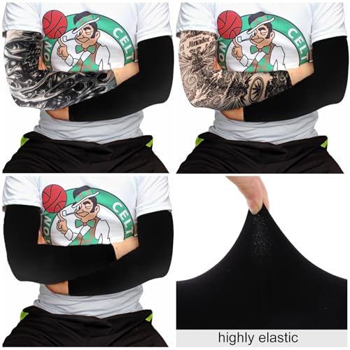 Image of YARIEW Black Arm Sleeves for Men, 6Pcs Sleeves to Cover Arms Sun Protection Sleeve Covers for Men and Women (Set 12)