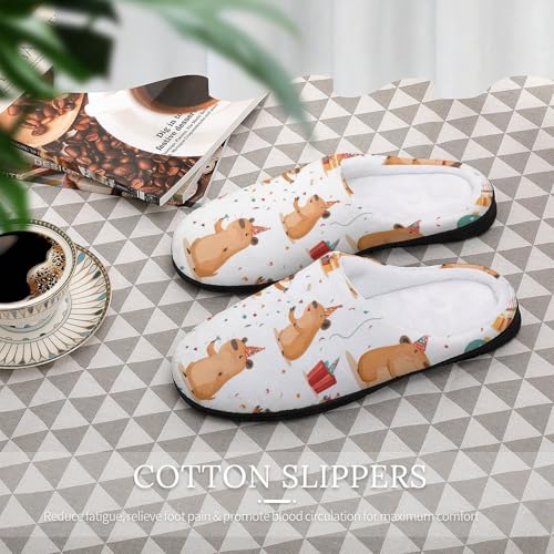 Cute Capybara Happy Birthday Women's Cotton Slippers Indoor Outdoor Slip-on Warm House Shoes with Anti-Skid Rubber Sole 5