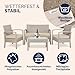 Casaria® Gartenmöbel Set Wetterfest 4 Personen Outdoor inkl. Auflagen Polyrattan 2 Sessel Gartenbank Tisch Garten Terrasse Balkon Möbel Lounge Creme