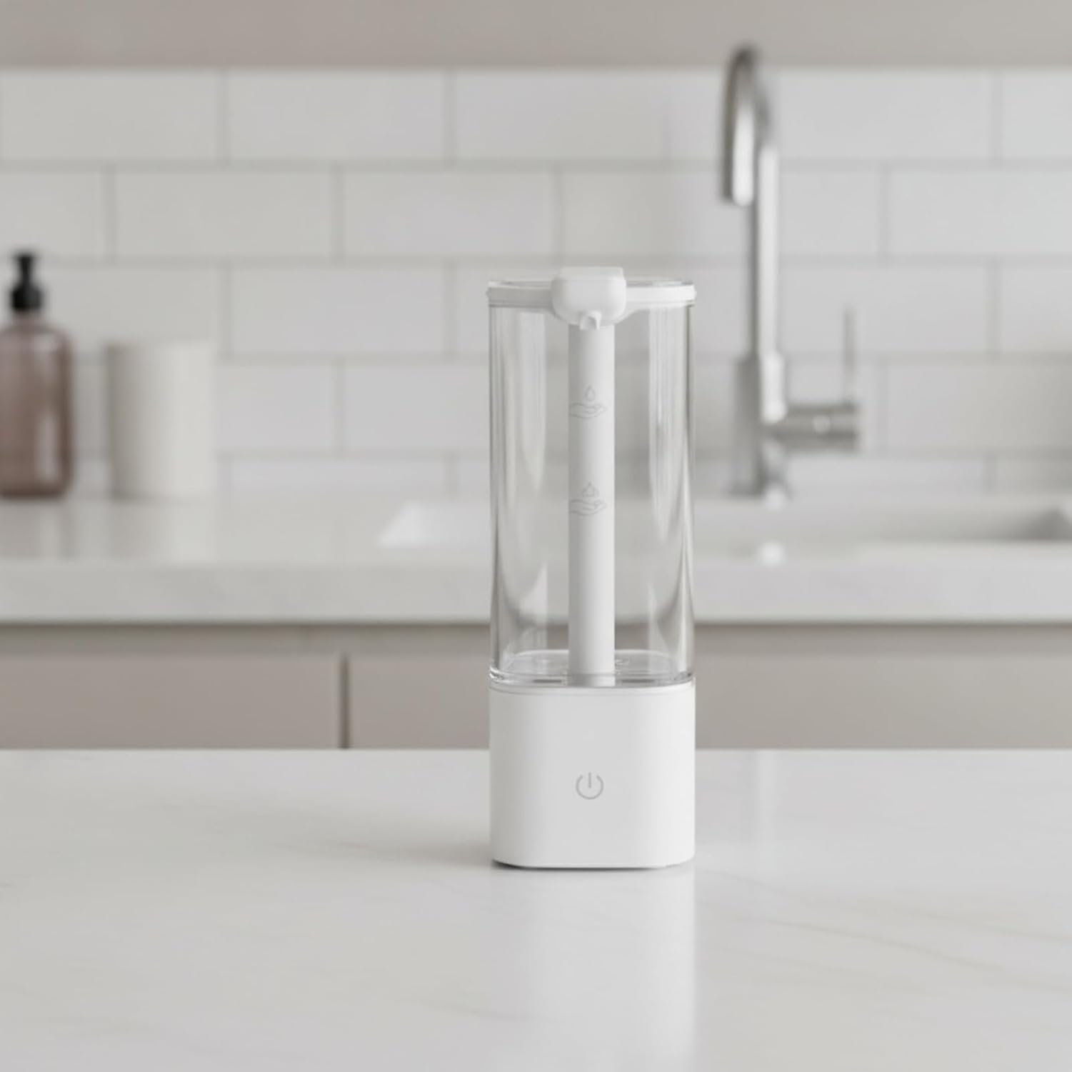 Dispensador de Jabón Automático Sin Contacto Bomba de Jabón Táctil Activado por Movimiento 550ml Recargable con Ciclo de Limpieza de 15 Segundos para Cocina, Bl
