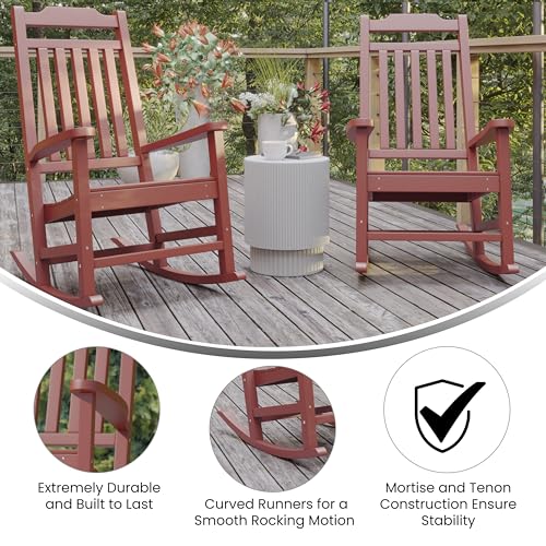 Image of Flash Furniture Set of 2 Winston All-Weather Rocking Chair in Red Faux Wood