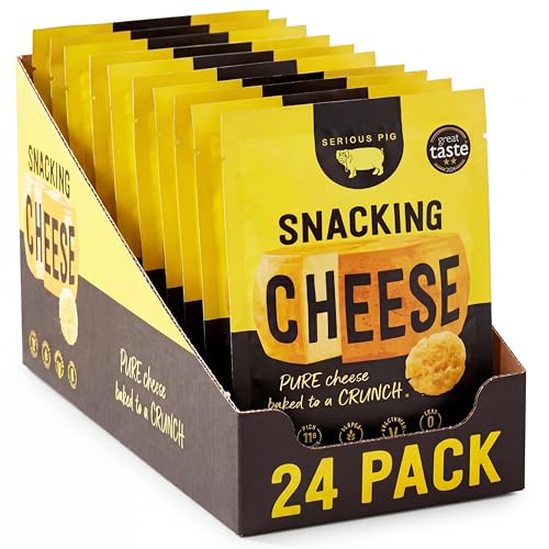 SERIOUS PIG - Crunchy Snacking Cheese Snacks, High Protein, Low Carb, Keto Friendly, Gluten Free, Vegetarian, Pub Snacks, Made from 100% Real Italian Cheese (Classic) (24x0.84oz)