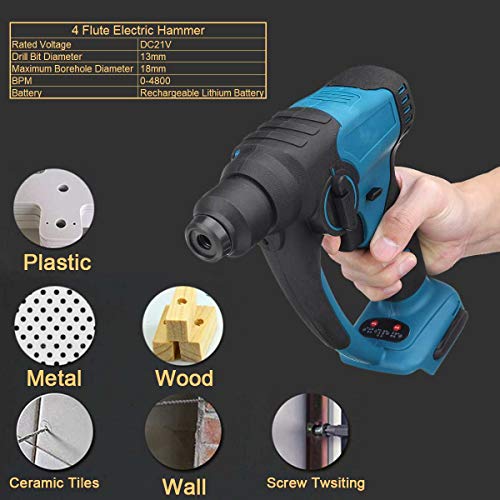 QHYXT 18 V wiederaufladbarer bürstenloser kabelloser Bohrhammer Elektrischer Abbruchhammer Schlagbohrmaschine – Bild 5