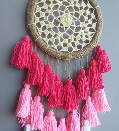 Image of Kavya Craft Present Crotches Pink Dream Catcher Wall Hanging for Home Decoration