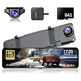 JOMISE G814 11" 4K+2.5K Rear View Mirror Camera β No WiFi/Bluetooth, Mirror Dash Cam Front and Rear, Pure Evidence Recorder, Dash Cam for Cars, 3X Zoom, 64GB Card Included