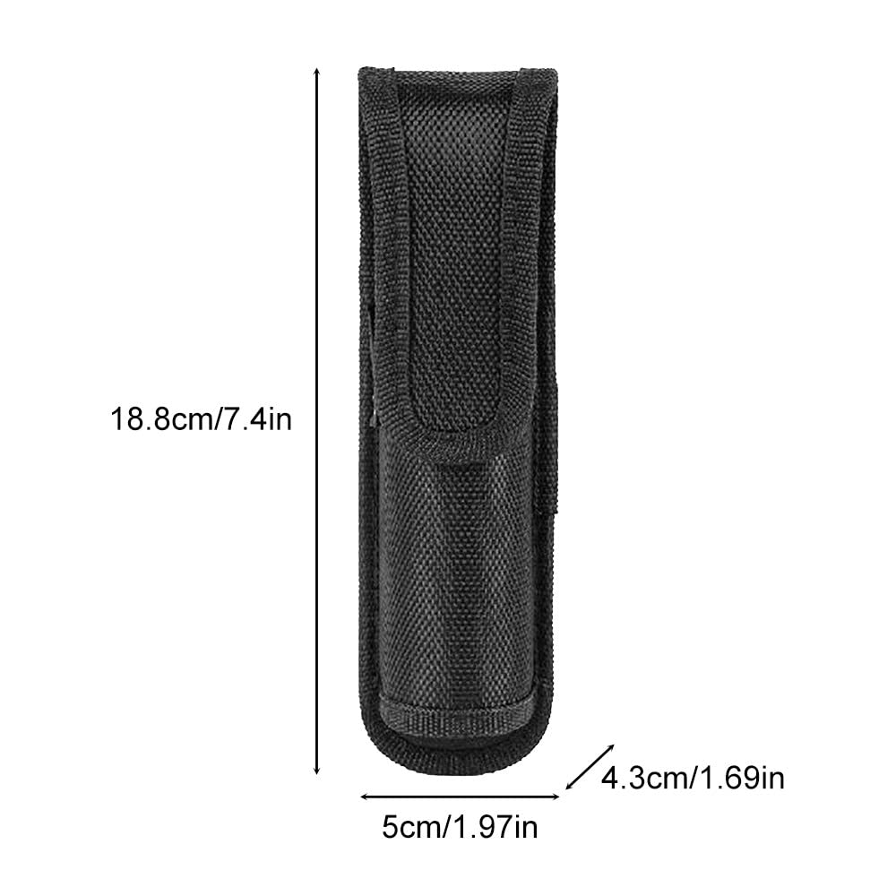 Flashlight Holster, Nylon Flashlight Pouch Waterproof Torch Carry Case for Camping Hiking Emergency, Black - Image 4