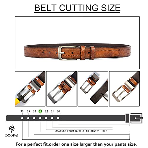 DOOPAI Men's Belt - Light brown belt, Leather Dress Belt, Classic Casual Belt for Jeans, Adjustable Belt on Both Sides, Suitable for Any Occasions4