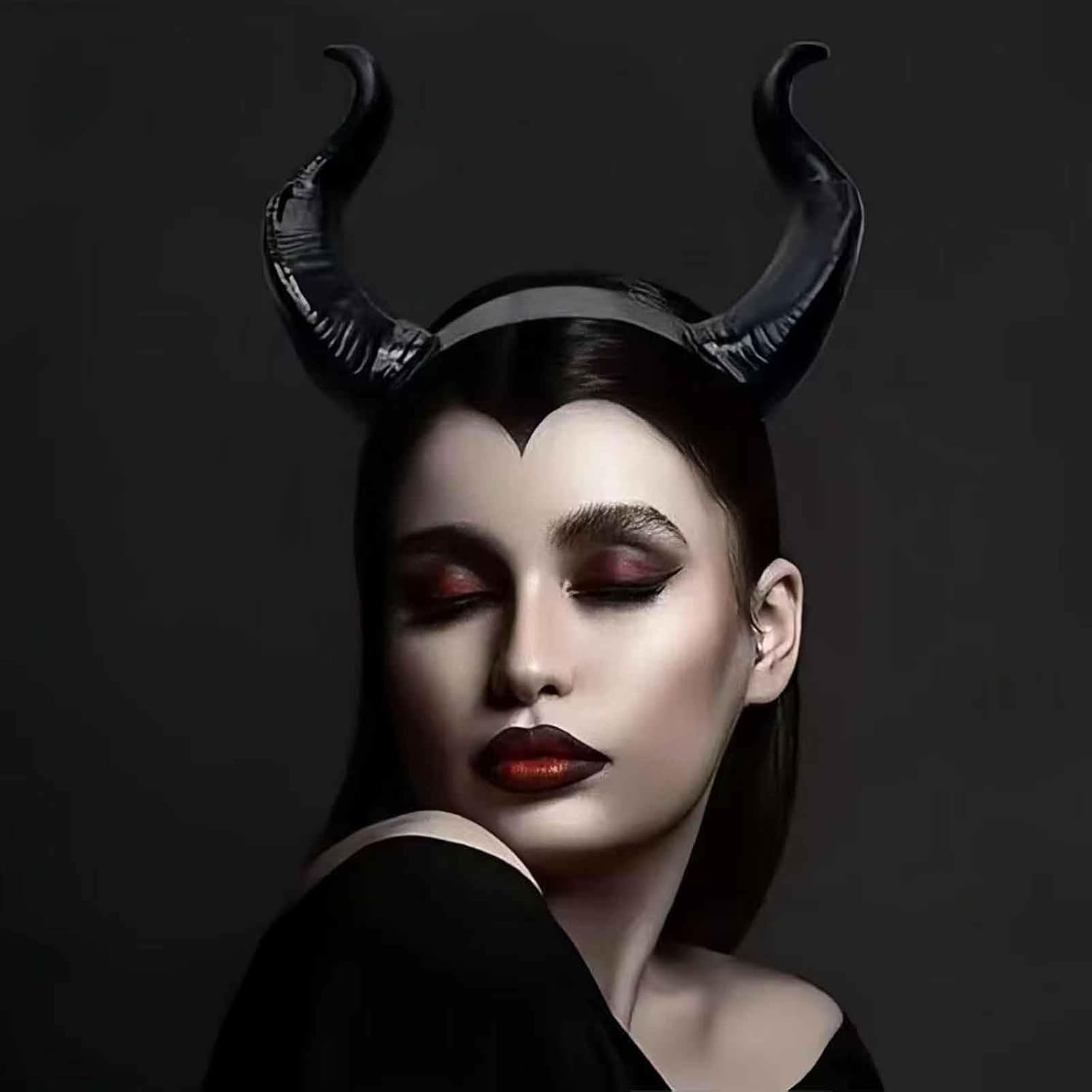 Devil Horns Headband, Fantasy Black Dragon Horns for Halloween Costume, Halloween Dress Up for Party Cosplay Costume Hair Accessory Supplies - Image 3