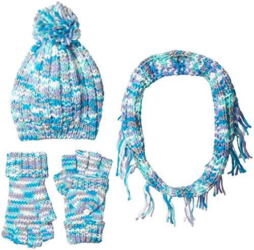 ABG Accessories Girls' Chunky Knit Hat, Scarf and Popover Glove Set