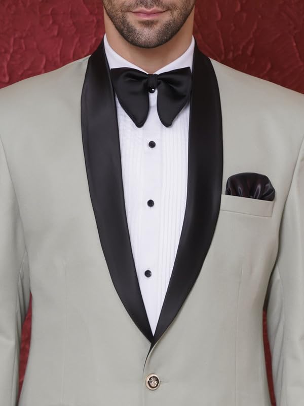 Image of FAVOROSKI Tuxedo Blazer for Men with 2 Pockets | Rayon Slim Fit Blazers | Ethnic Wear Tuxedos | One Button Solid Tuxedo Blazers in Shawl Collar | Blazer for Wedding, Festive, Formal