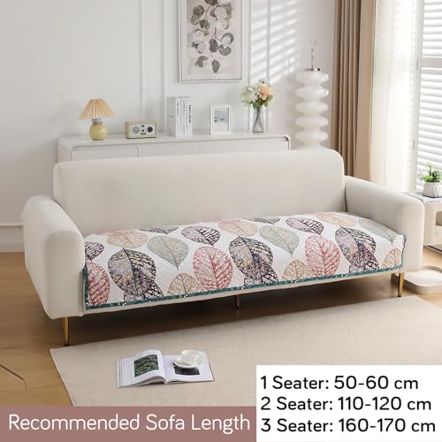 Image of HOKIPO 'HomeHues Series' Printed Quilted 3 Seater Sofa Cover Seat Mat, Multicolor Linden Leaf (IN-809-D7*1)