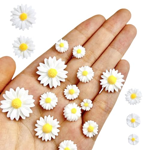 50 Stück Gänseblümchen Deko,Gänseblümchen Künstlich Blumen für DIY Basteln,Party Dekoration,Blumen aus Filz,Stoffblumen,Streudeko Frühling,Gänseblümchen Tortendeko,Bastelarbeiten und Tischdekorationen