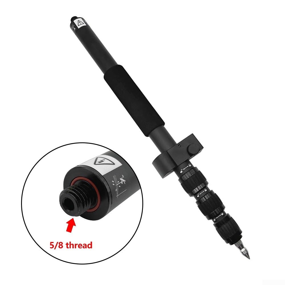 Canne télescopique robuste de 5 m pour arpentage avec embout en acier amovible compatible avec les systèmes GPS et GNSS