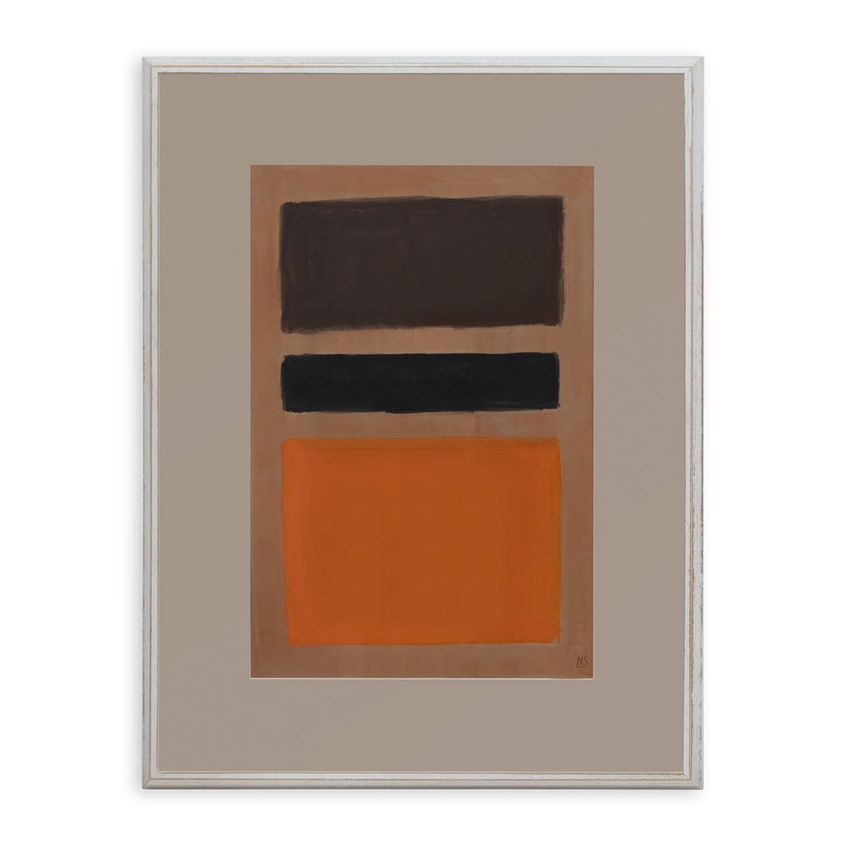 Toile encadrée 60x80 cm cadre bois et verre blanc décapé grand format mural