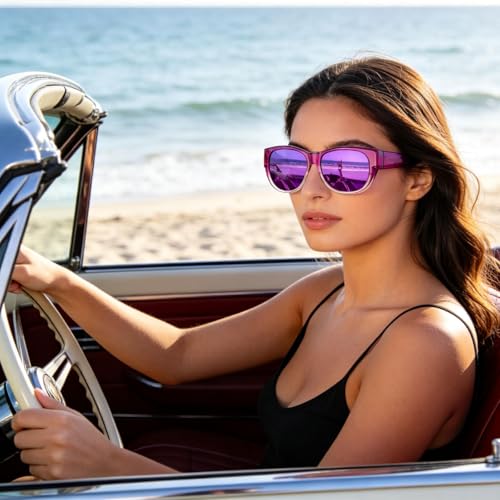 Image of HAOLOTA Sunglasses that Fit-Over Glasses Women Polarized, Trendy Cat Eye Sunglasses Wear Over Glasses, UV Protection