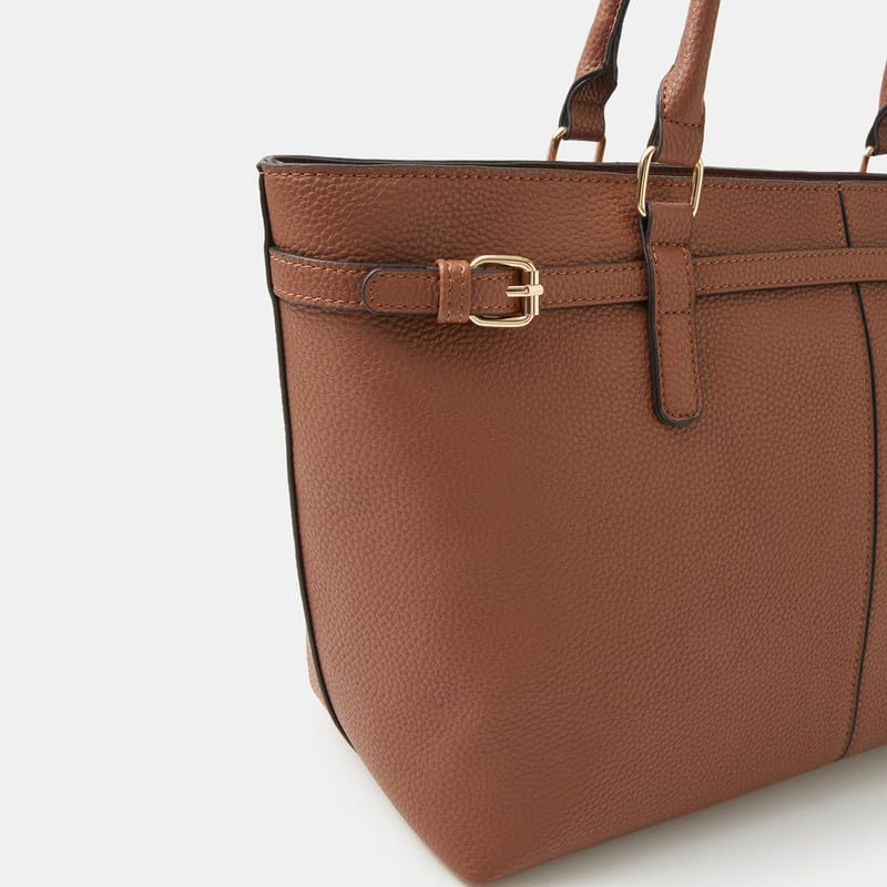 Image of Accessorize London Women's Brown Buckle Strap Tote Bag | Hand bags for women stylish | Shoulder bag for woman latest | Purse for women handbag
