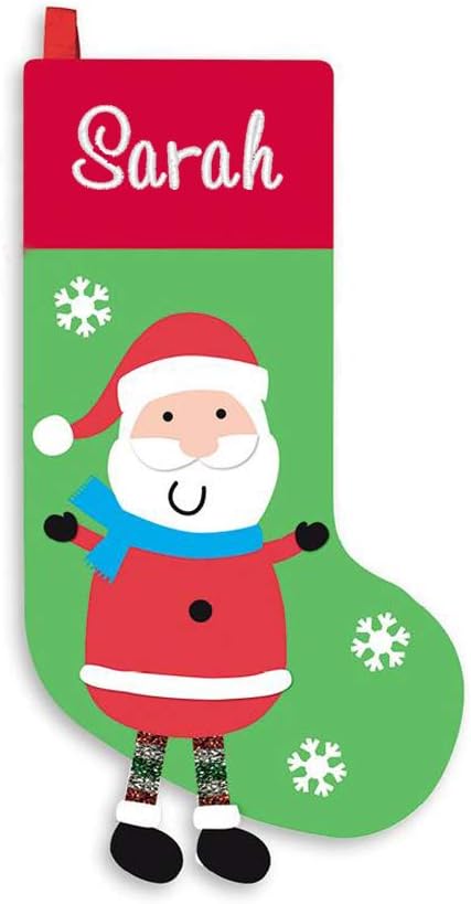 PERSONALISED Embroidered with ANY NAME Santa or Penguin Christmas Xmas Deluxe Luxury Stocking (Red Santa)