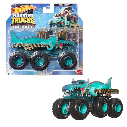 Hot Wheels Monster Trucks Big Rigs Coche de Juguete con Ruedas Grandes Que transporta y remolca Otros vehículos (Estilos Surtidos, un Modelo Aleatorio), +3 años, HWN86
