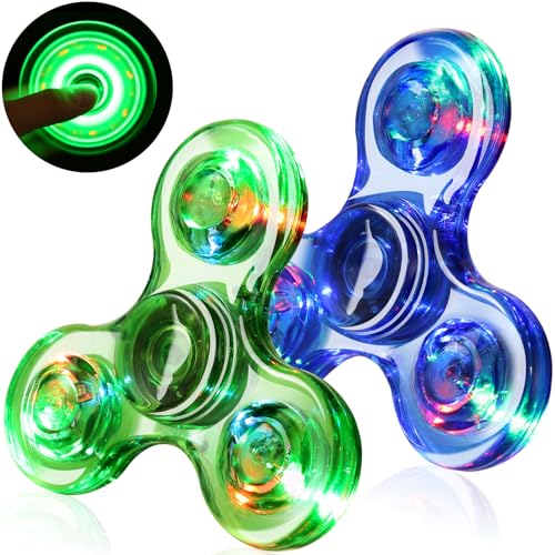 SCIONE 2 pcs Fidget Spinner LED Cristal Hand Spinner Lumineux Jouet Sensoriel Fidget Toys Anti...
