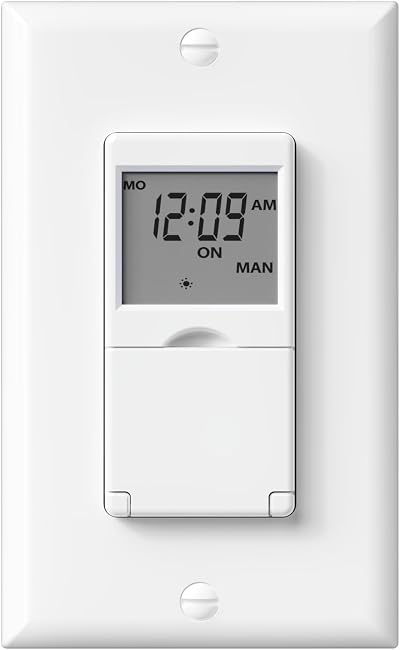BN-LINK 7 Day Programmable in-Wall Digital Timer Switch for Lights, Fans