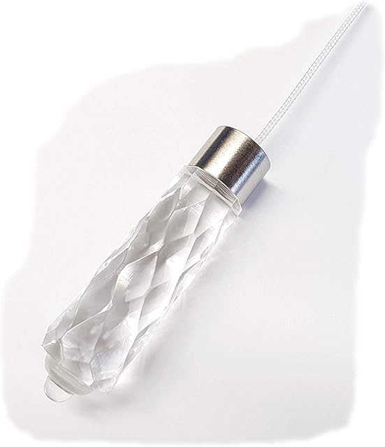 Penbrice Bathroom light cord pull - Glass effect clear acrylic teardrop design (Brushed steel)