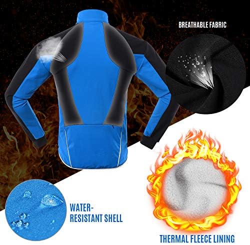 Lixada Men Cycling Jacket Waterproof Windproof Thermal Fleece Bike Jersey MTB Bicycle Riding Running Autumn Winter Jacket Coat