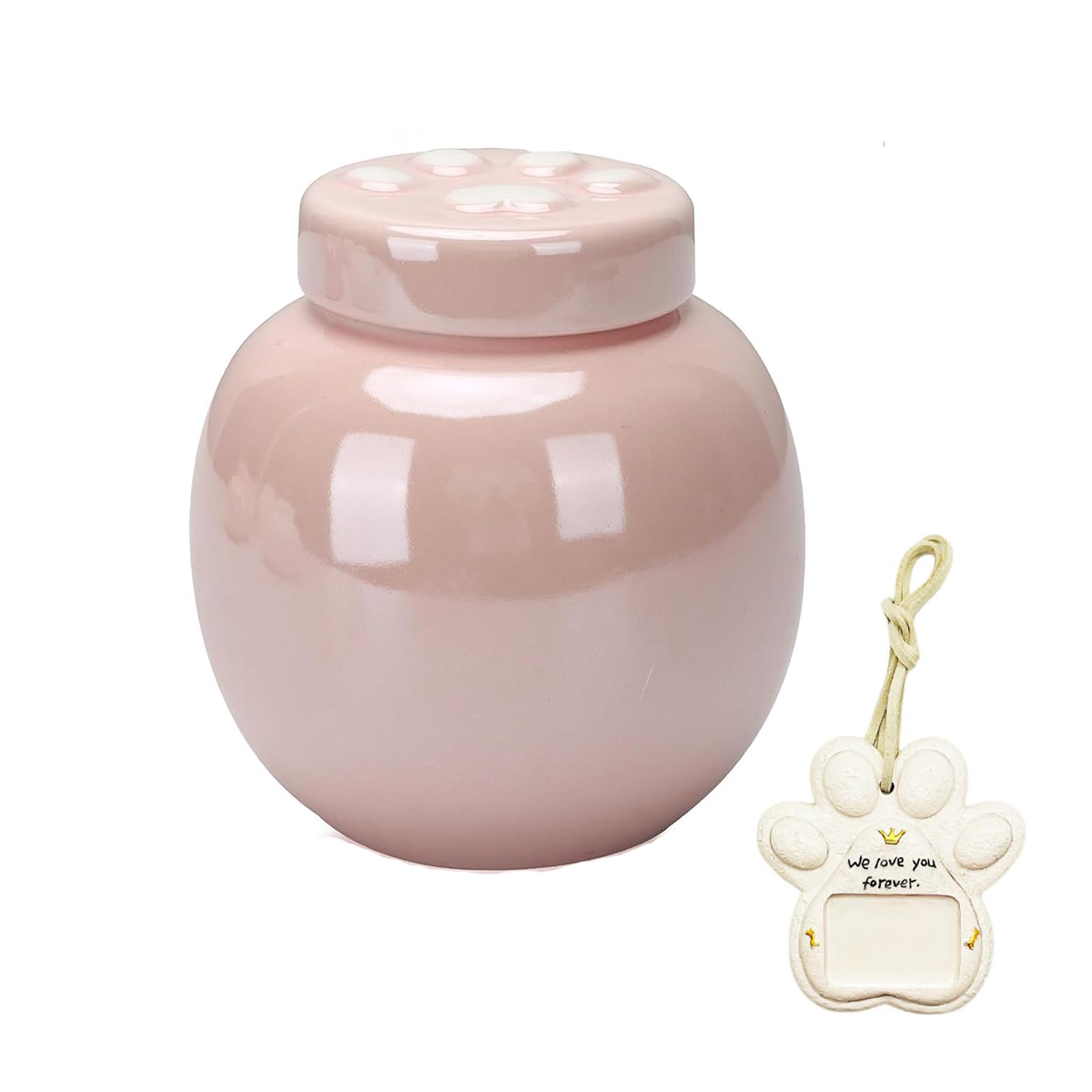 Pet Urns for Dogs Ashes，Handicrafted Ceramic Ashes Urns for Cat Small Pets,Customizable lettering Keepsake Memorial Gift，Ashes Holder with Exquisite Box-pink (Pink, 800ML)