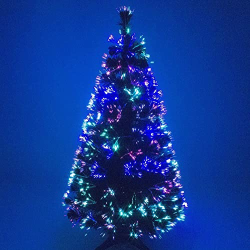 Abaseen 4ft Green Artificial Fibre Optic Christmas Tree | Xmas Tree with Color Changing Multicolor Fibre Optic for Indoor Decoration
