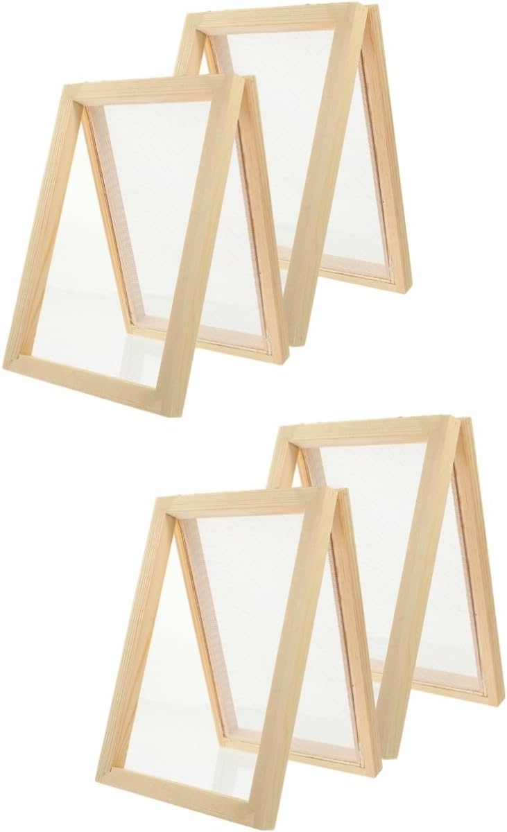 CORHAD 4pcs Wooden Paper Making Mould Frame Craft Kit for Handmade Paper for Boys and Girls Projects and Parent Activities Natural Wood Finish