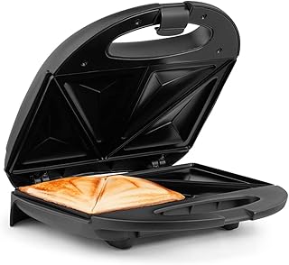 Holstein Housewares 2-Section Sandwich Maker, Black/Stainless Steel - Convenient and User Friendly. Ideal for Breakfast, Lunch, Snacks and Dinner Sandwiches