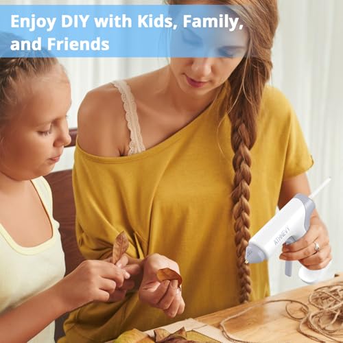 Cordless Hot Glue Gun, 10s Fast Preheat, 30PCS Mini Glue Sticks 7x100mm, 4V 20W Type-C Rechargeable, Anti-Drip, Auto-Off, for DIY Crafts, Repair, Decoration (White)