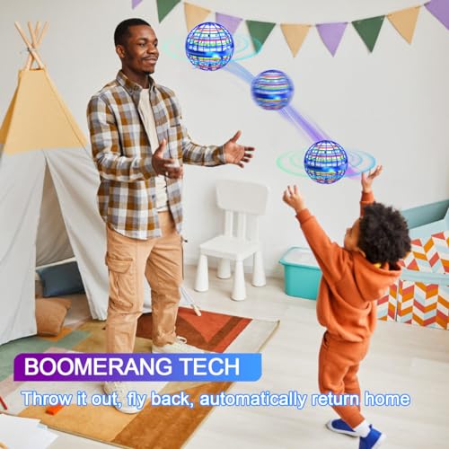 Flying Orb Ball Toy - 2023 Upgraded Magic Flying Orb Toy with LED Light 360°Rotating, Boomerang Flying Space Ball Toys Indoor Outdoor Fun Games, for Boys Girls Adults(Blue) - Thumbnail 7