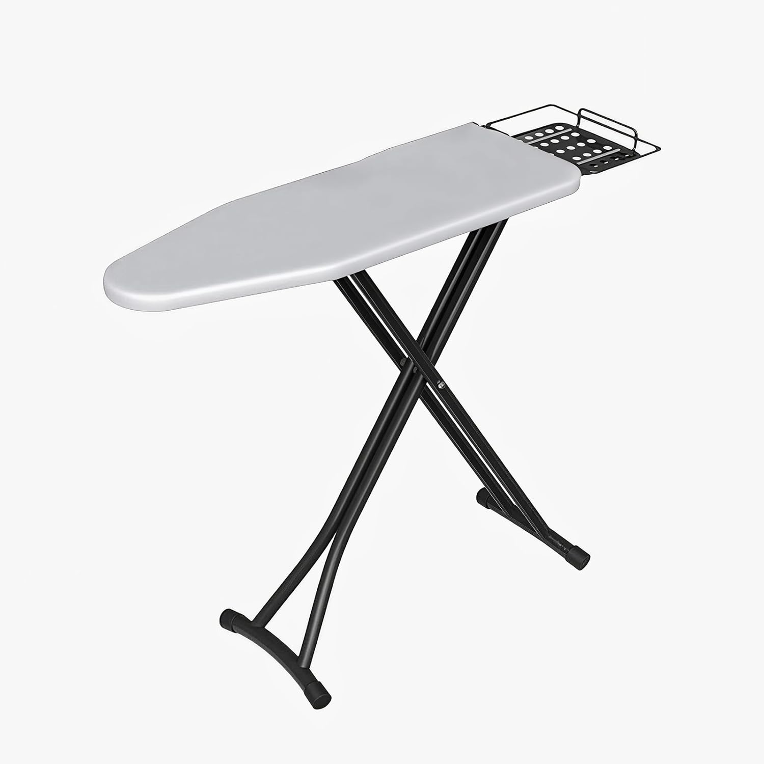 Deluxe Ironing Board with Heat-Resistant Cover & Thick Felt Pad, Foldable Design with Heavy-Duty Steel Legs, Iron Rest & Hanger, Ideal for Home, Laundry, Hotel, or Sewing Room – Iron Board Silver/Grey