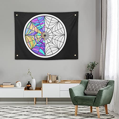 Omiaje Tapestry Wall Wednesday Stained Glass Window Tapestry Banner 3X5 Ft Flag Bedroom Decor Addams Poster Hanging Art Living Tapestries College Dorm Room Aesthetic With 4 Brass Grommets #TOP1