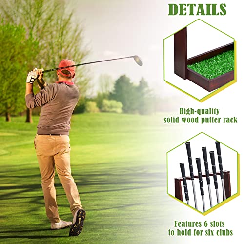 Image of Lenwen Wooden Golf Putter Stand Golf Club Holder Stand Wooden Display Rack Floor Display Rack Club Organizer for Storage Sports Indoor Home Office Simulator Garage