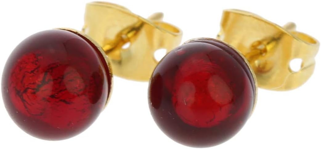 Glass Of Venice Murano Glass Tiny Stud Earrings - Ruby Red