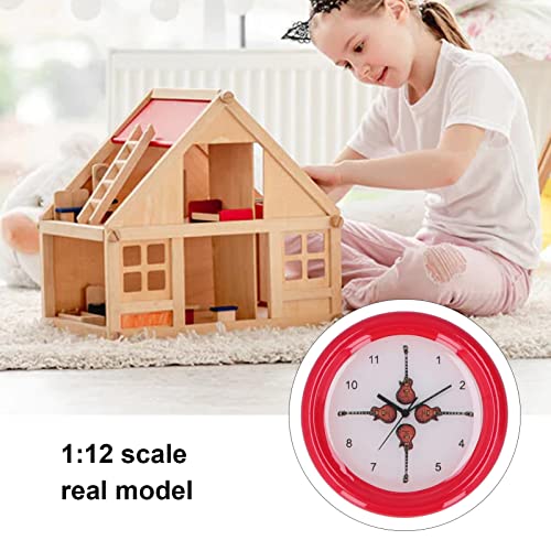 Sunicon Relógio de parede para casa de bonecas, relógio de parede em miniatura Relógio redondo color