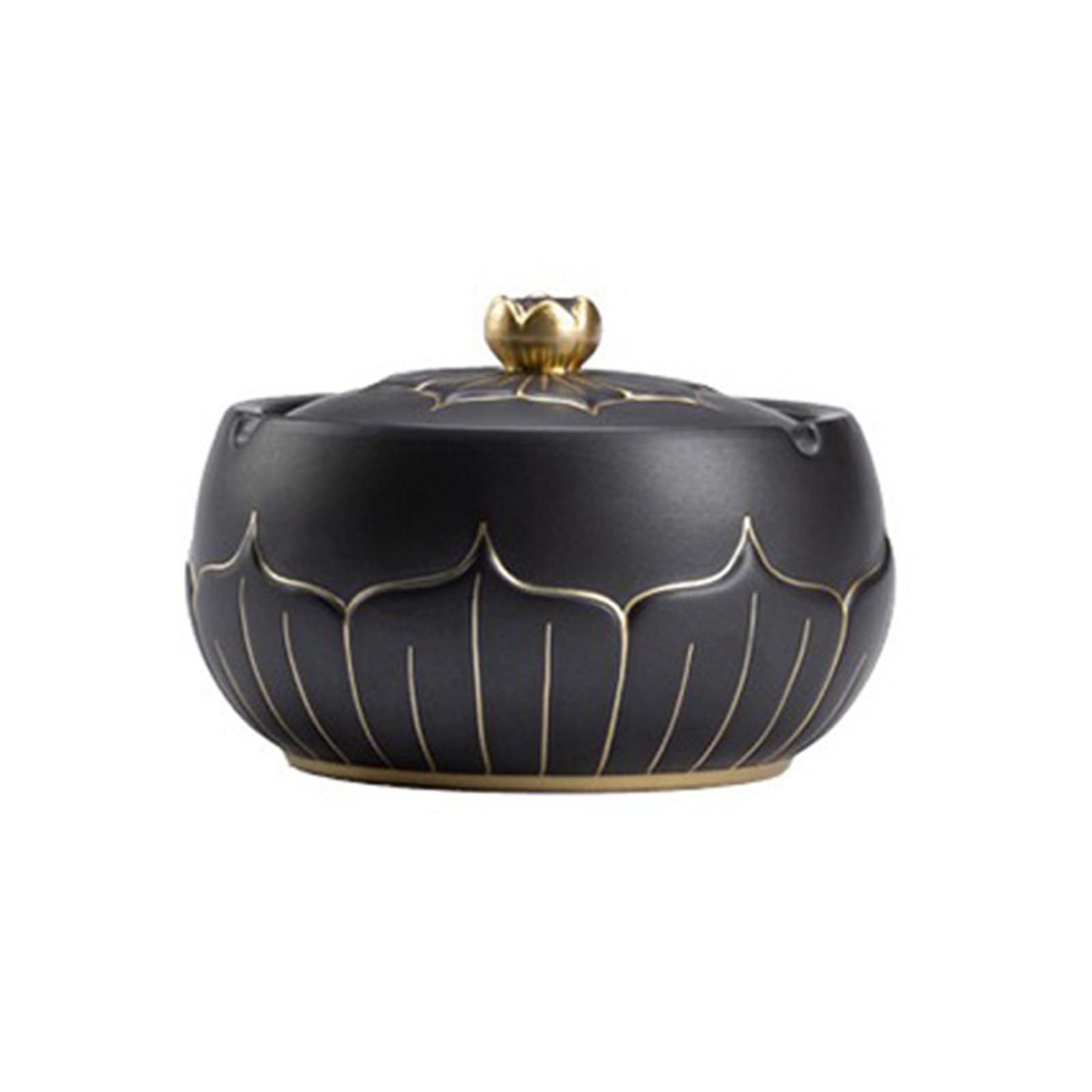 Decorativo per interni Posacenere in Ceramica con Coperchio, Nero da Esterno, for Sigarette Facile Pulire for Home Office Cafe Garden Patio da scrivania