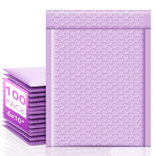 Image of Fuxury Bubble Mailers 6x10 Inch Padded Envelopes 100 Pack Usable Size 6x9 inch | Cute Self Seal Padded Mailers Small Bubble Shipping Envelopes for Mailing Jewelry,Makeup, Lavender Purple #0