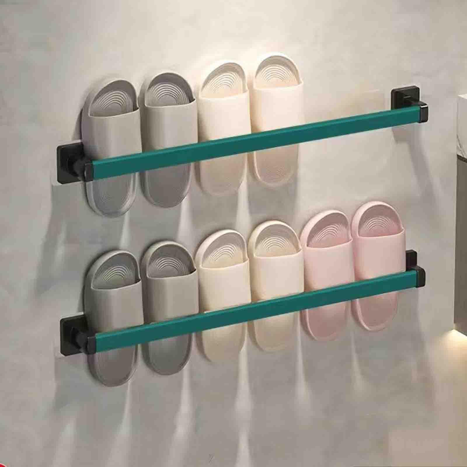 YUANCHUTOP Slim Narrow Shoe Rack - Portable Space-Saving Storage Shelf for Small Spaces, Waterproof Bathroom Slipper, Wall-Mounted (Green, 50cm)