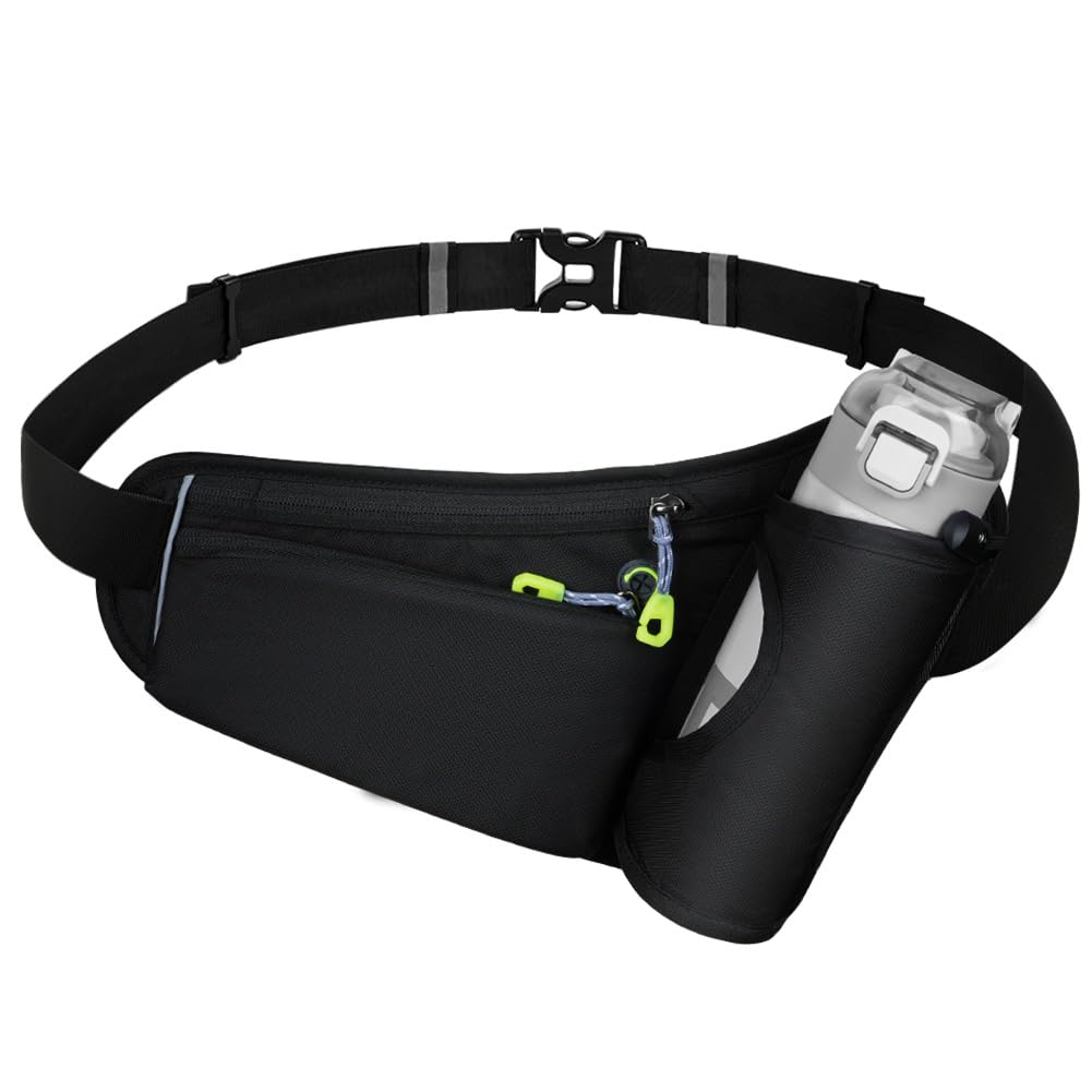 Flintronic Torba na pasek, sportowa biodrowa z butelką na napoje, oddychająca, do biegania, kempingu, wspinaczki, jazdy na rowerze, 1#czarny