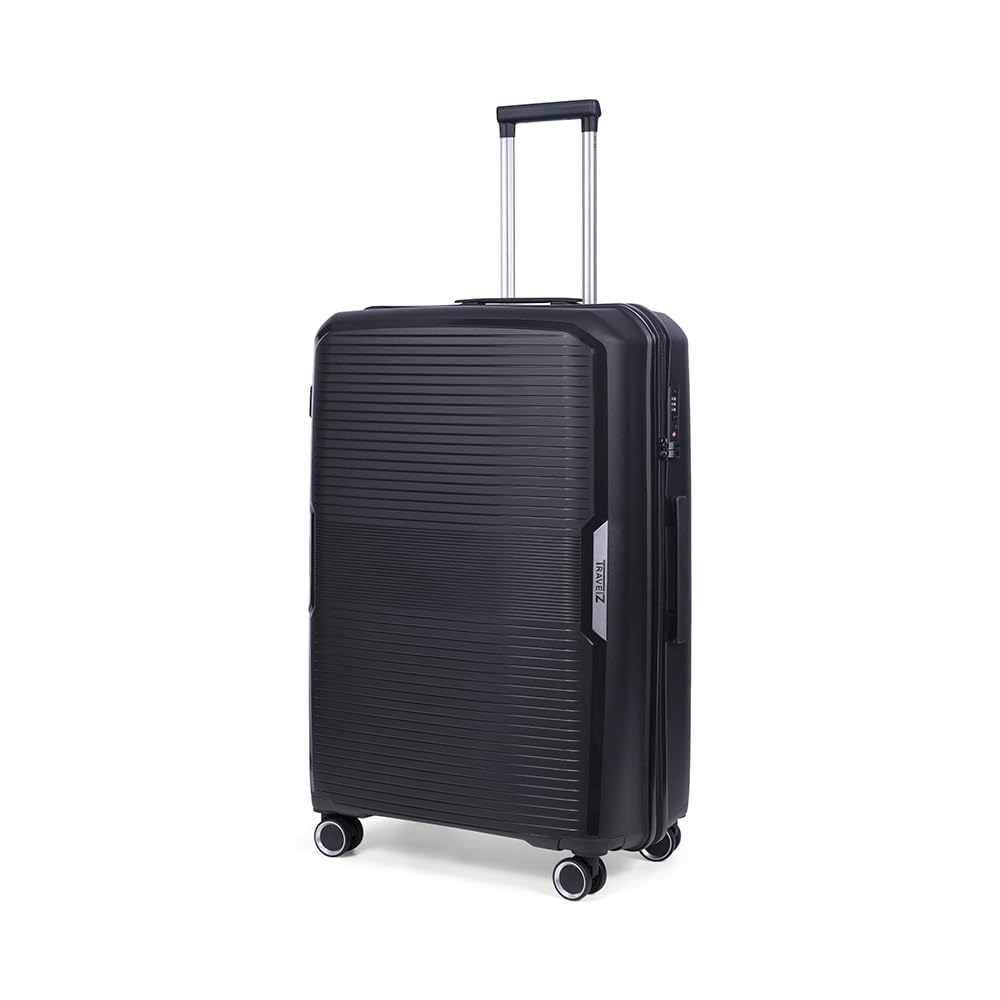 TravelZ Swinger Duża walizka podróżna 105ltr - Twarda walizka z zamkiem TSA i 4 kółkami (Czarny, 78cm)