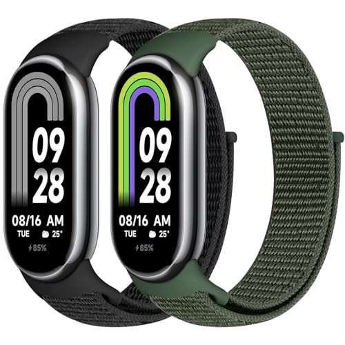 Runostrich Nylon Sport Strap Compatible with Xiaomi Mi Band 8 for Women Men, Soft Adjustable Breathable Braided Solo Loop Watch Band Replacement Wristband for Xiaomi Mi Band 8