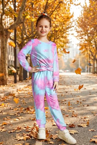 Image of Arshiner Girls 2 Piece Outfits Fashion Twist Front Tracksuit Long Sleeve Pullover Sweatshirt Sweatpants Jogger set Sweatsuit