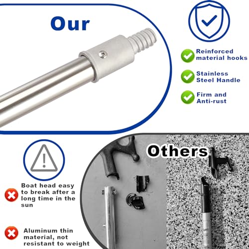 image for UEGHNS Telescoping Boat Hook Pole for Docking, 2.46-12ft Boat Hook lon
