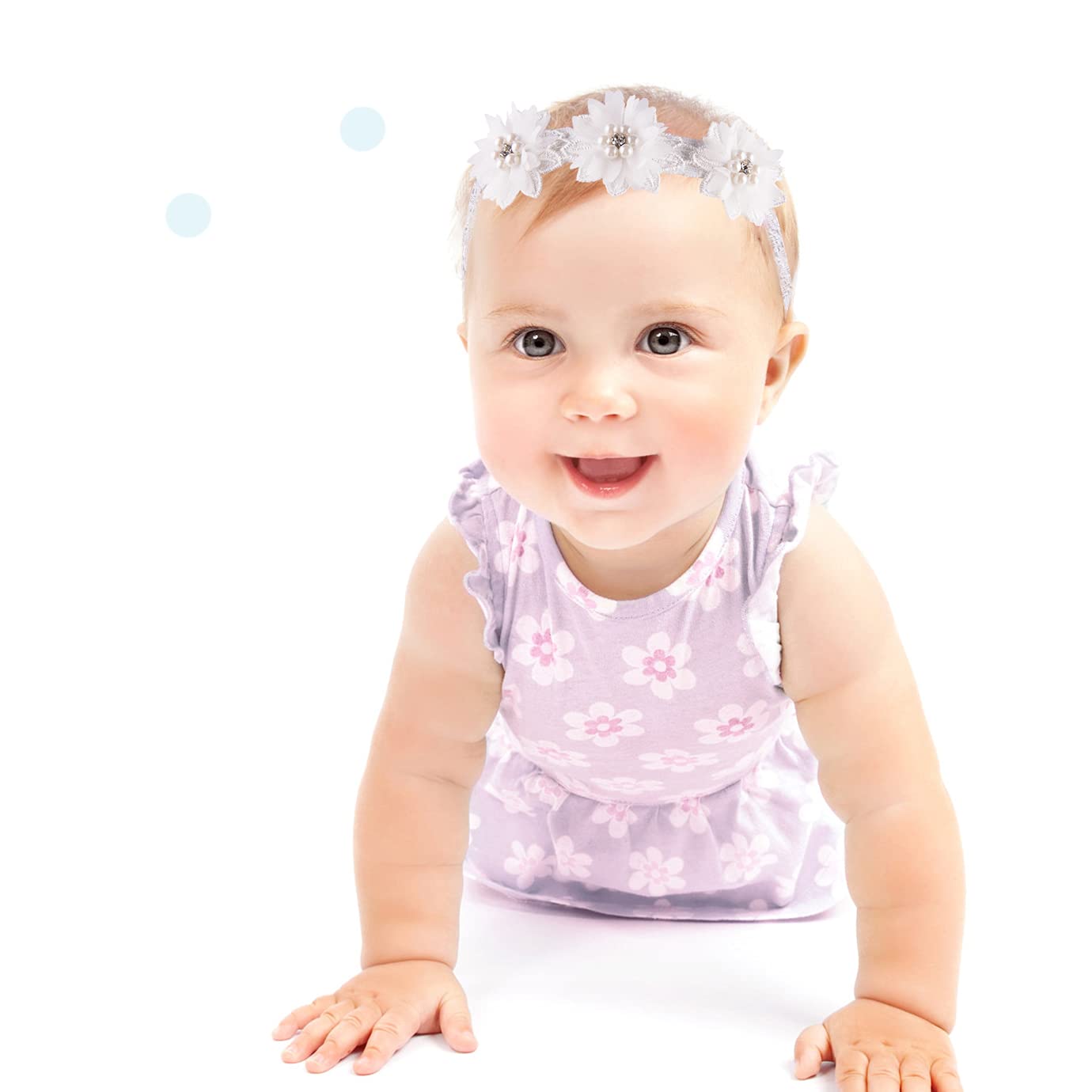 5 Bandeaux Cheveux Mignons Bébé Fille – Gros Nœuds Fleur Rose Et Blanc, Bandeaux Élastiques Souples Pour Nouveau-Né Et Tout-Petit