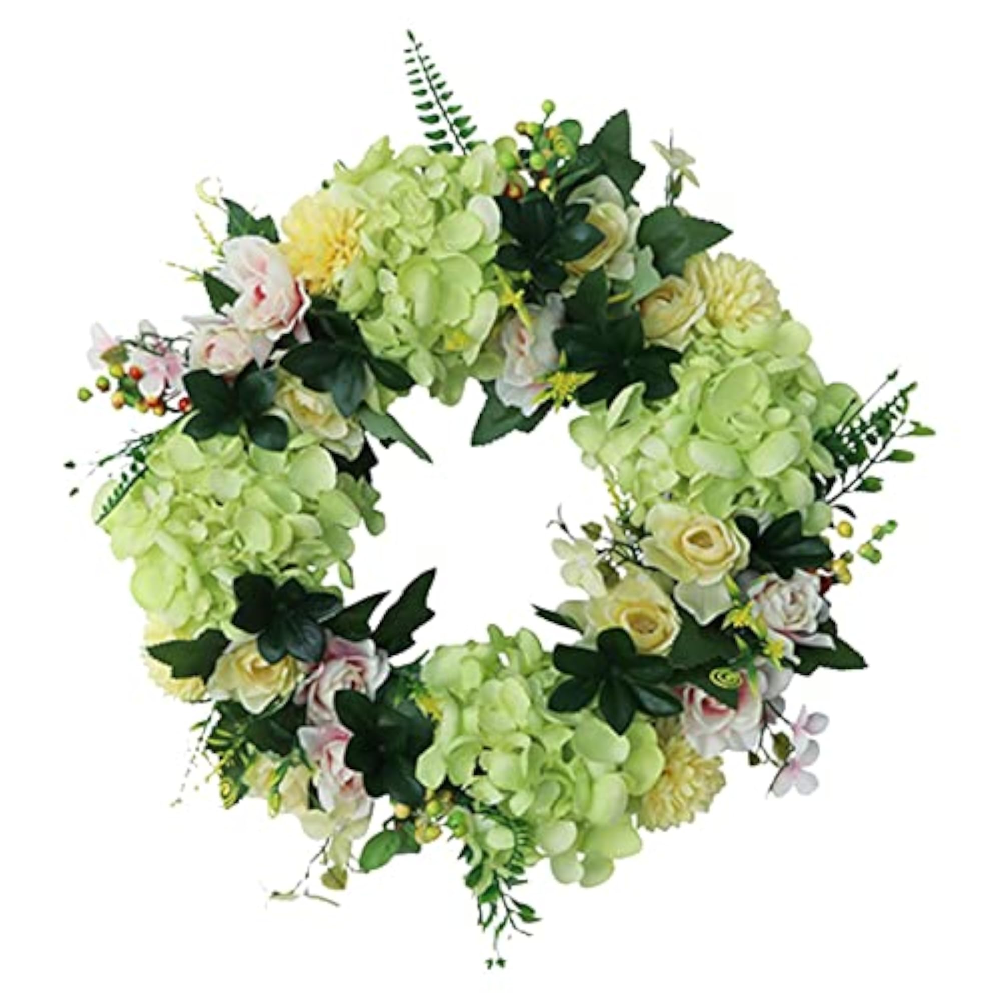 Artificial Gardenia Wreath Wedding Garland for Front Door Thanksgiving Green