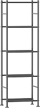 Storage Shelves - 5 Tier Sturdy Metal Garage Shelving Unit with Adjustable Leveling Feet, Space-Saving Shelves Organizer for Pantry, Laundry, Kitchen, 46.5 x 32.0 x 145.0 cm, Black